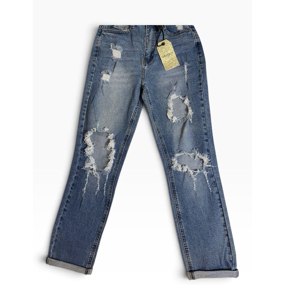 Vibrant Miu Blue Jeans Womens Size 3 Distressed Jeans Made in USA New With Tags